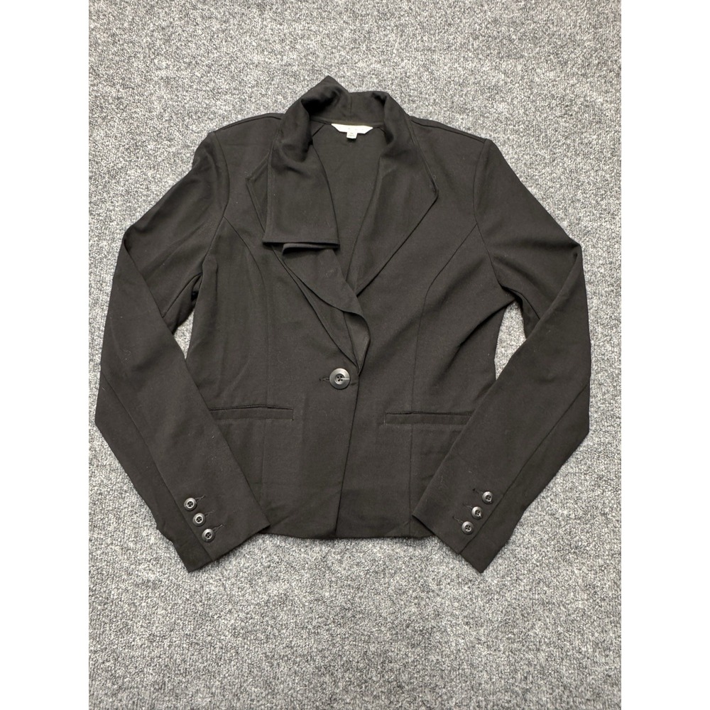 Cabi Knit Blazer Women Medium Black Single‎ Button Office Career Dark Academia